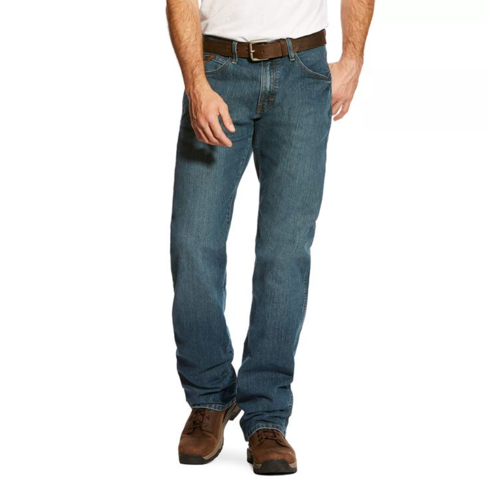 Ariat Men's Stretch Fit Low-Rise Rebar M4 Relaxed DuraStretch Basic Bootcut Work Jeans from GME Supply